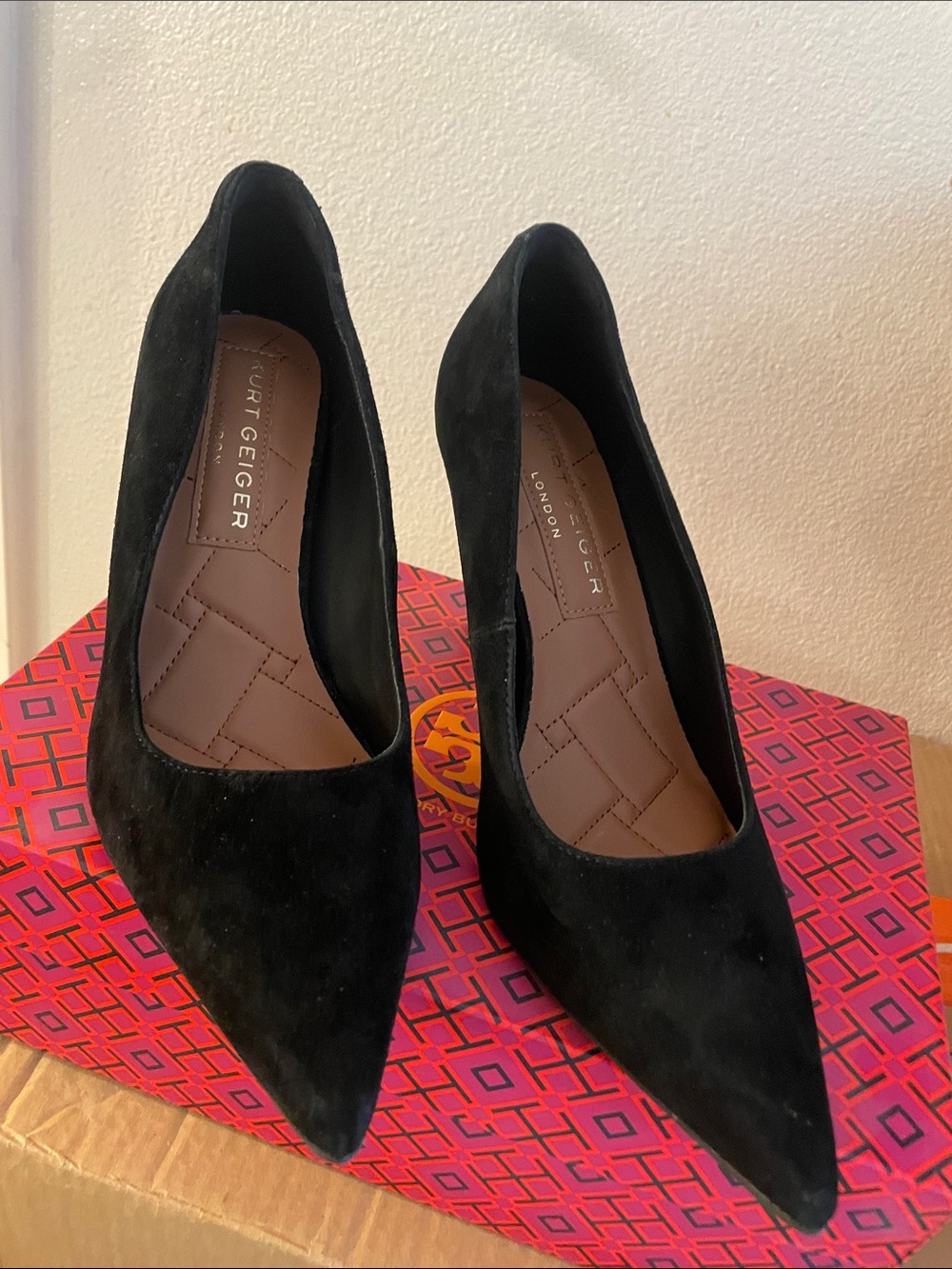 Kurt Geiger Black Suede Pointed Pumps